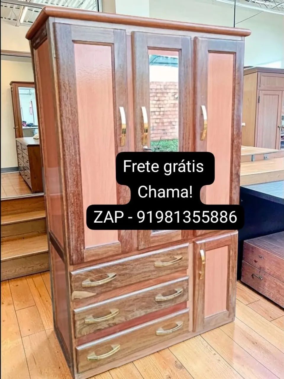 Guarda roupa de solteiro 3 portas com espelho novo! - Foto 3