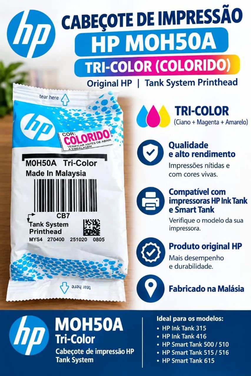 Cabeçote de Impressão colorido HP MOH 50A  - Foto 2