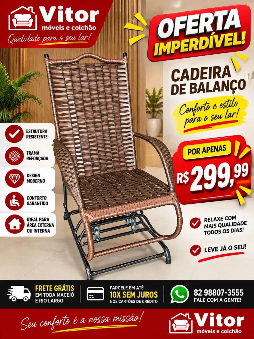CADEIRA DE BALANÇO 4 MOLAS 