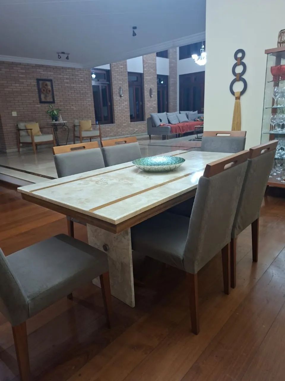 Mesa de jantar 6 cadeiras mármore travertino.Ótimo  estado - Foto 3