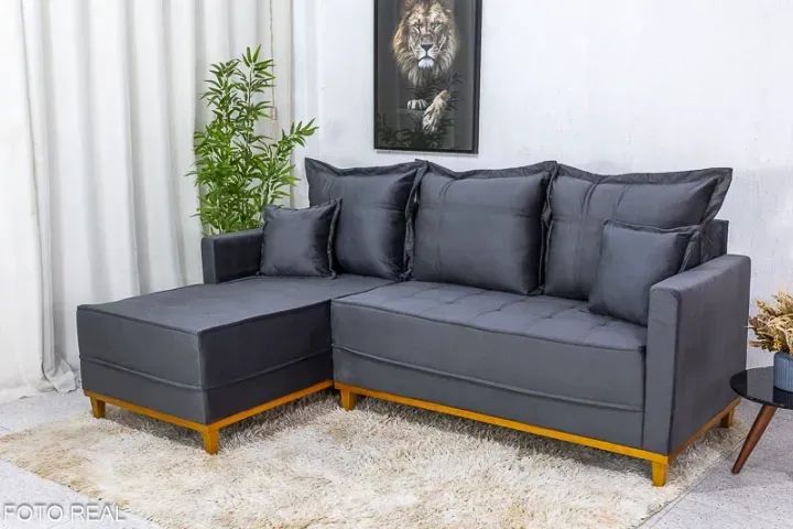 Sofá com Chaise Milão 2,30 m  Linho  Novo! Pronta Entrega! - Foto 4
