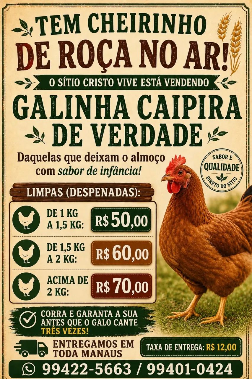 Vendo galinha caipira direto do sítio 