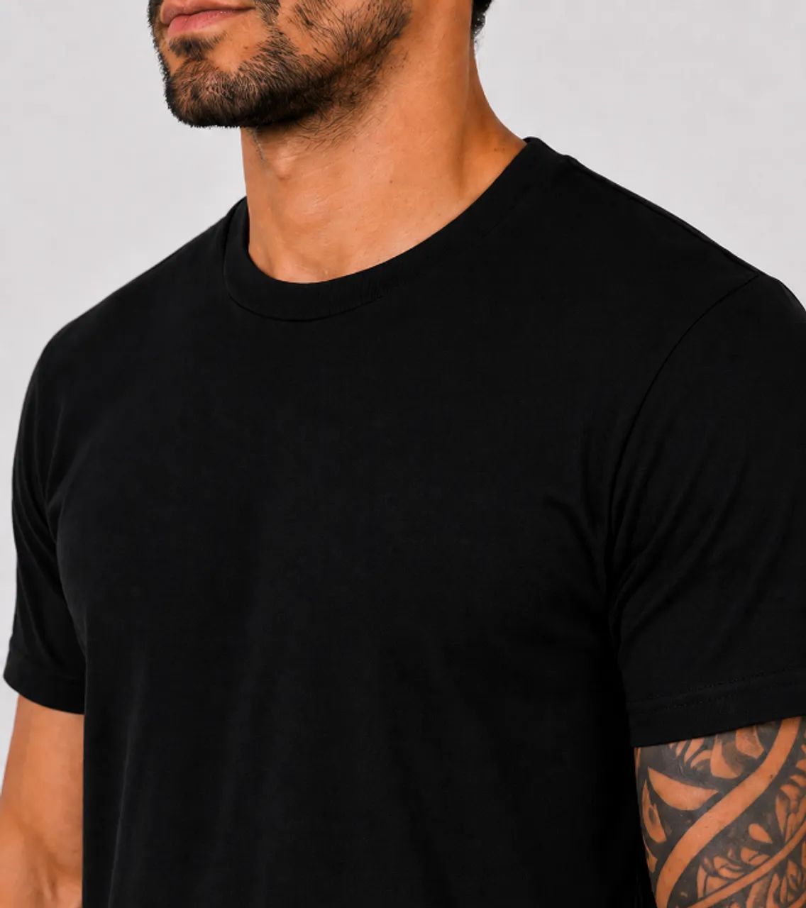 Camiseta Algodão Penteado Preta - Foto 2