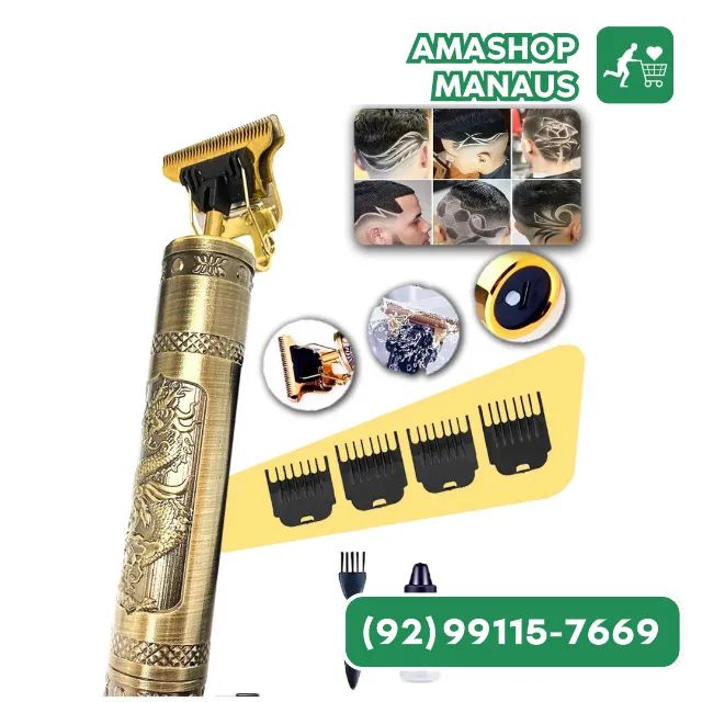 Maquina De Acabamento Dragao Dourada Barba E Cabelo