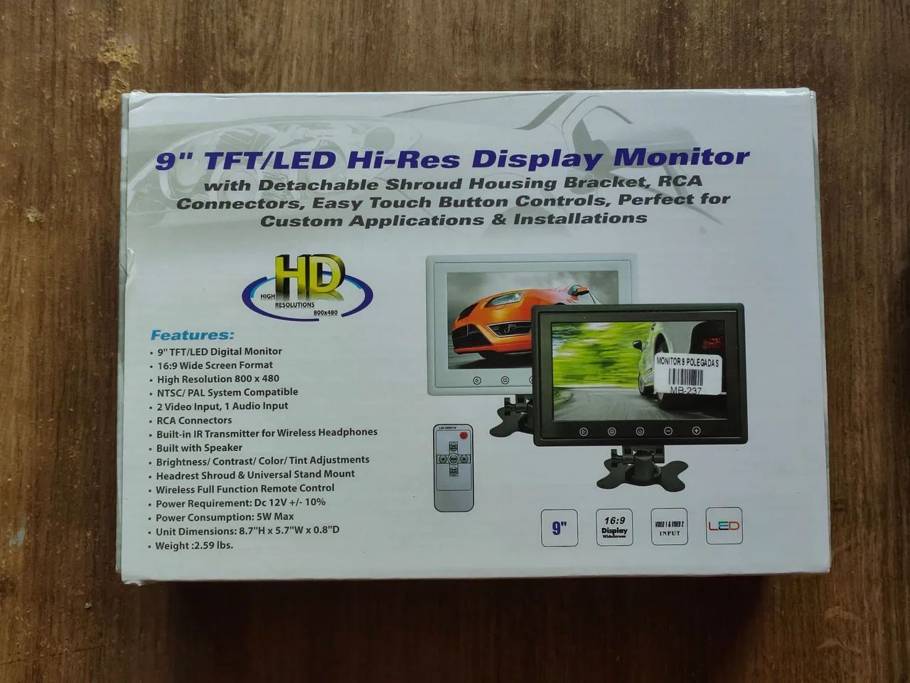 Monitor automotivo câmeras e uso geral