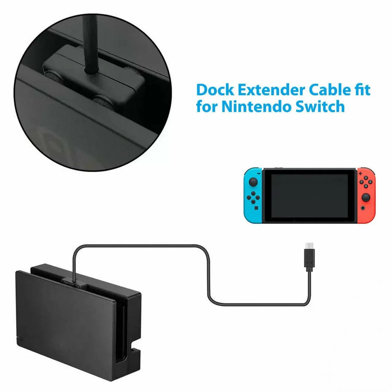 Cabo Extensor Extensão Dock USB Tipo C Para Nintendo Switch V1 V2 OLED - Foto 2