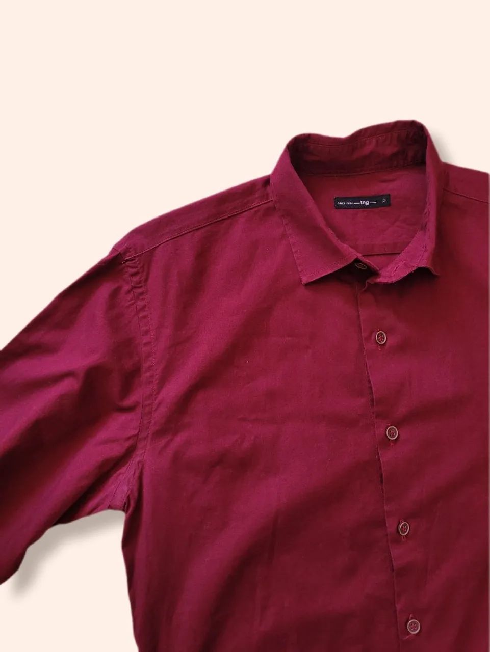 Camisa Masculina Vinho TNG P - Foto 3