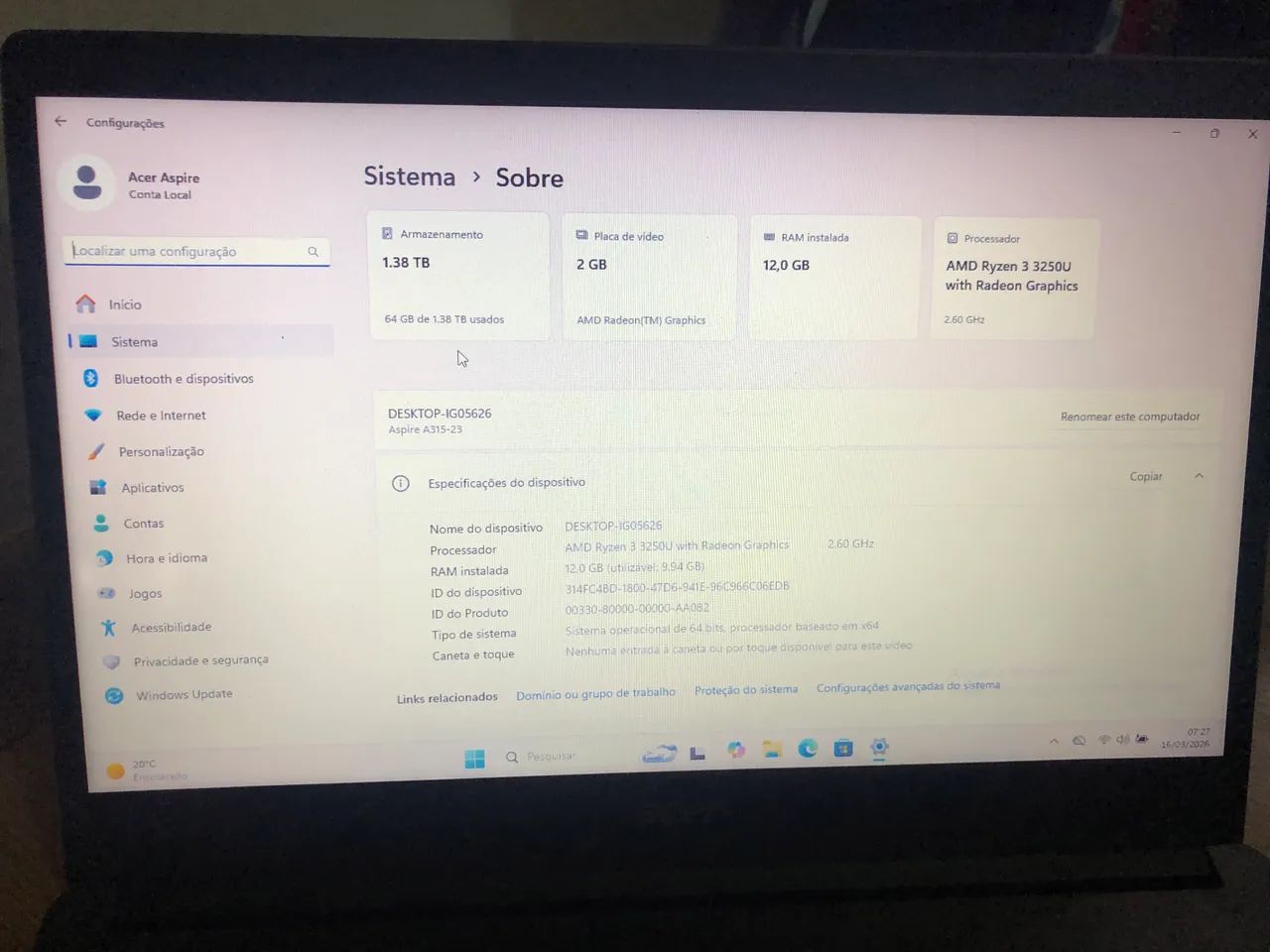 Notebook Acer Aspire 3 modelo 3250 - Foto 3