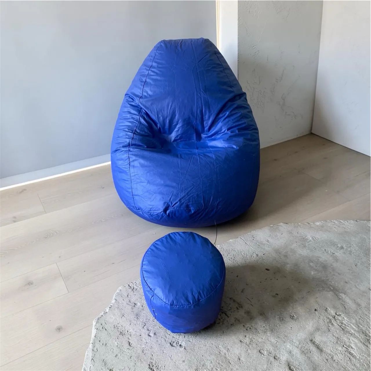 Puffe Pera Azul + Descanso de Pé