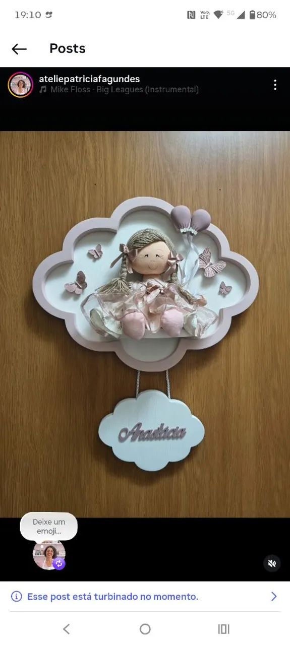 Nuvem para porta da maternidade ideal para decorar quarto de bebê menina  - Foto 3