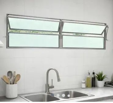 Vitro Basculante 2 Seções 40x150cm Alumínio Brilhante Brecorimo