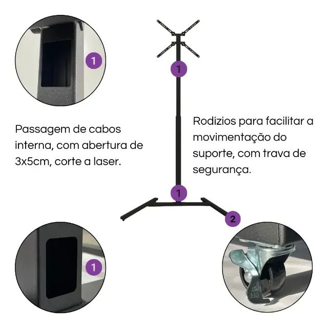 Suporte de chão com Rodinhas para TV - Foto 5