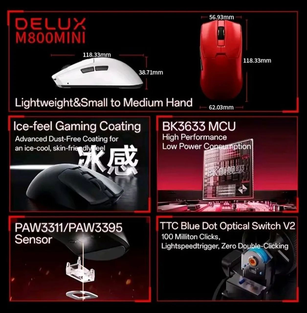 Mouse Delux M800 Mini PAW 3311 Wireless - Foto 4
