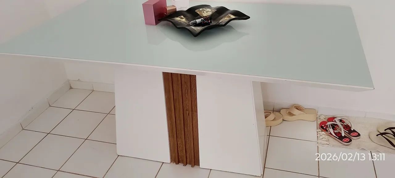 Mesa branca de vidro - Foto 3