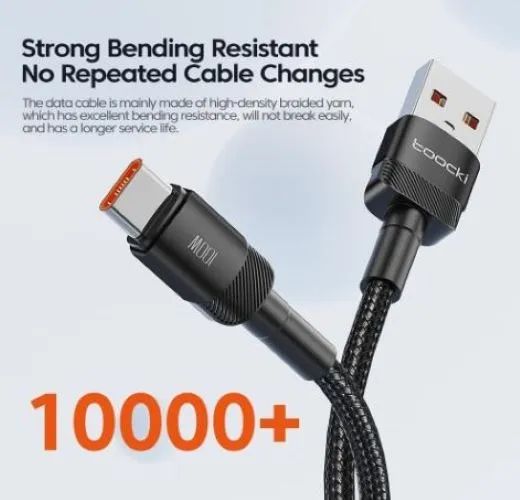 Cabo de Carregamento Toocki USB tipo A + USB tipo C 100W - Foto 4