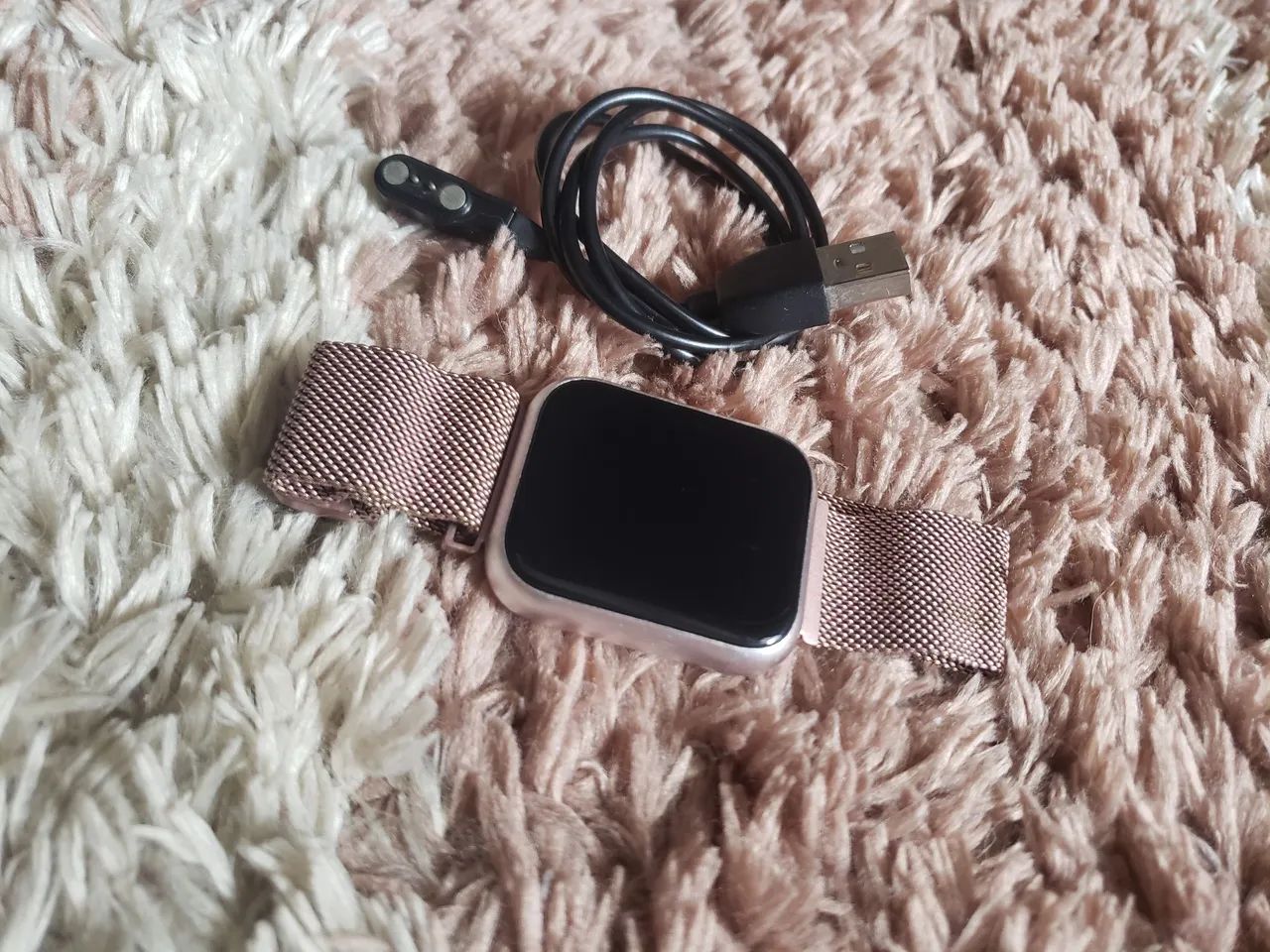 Relógio digital smartwatch rosa pulseira metálica  - Foto 3