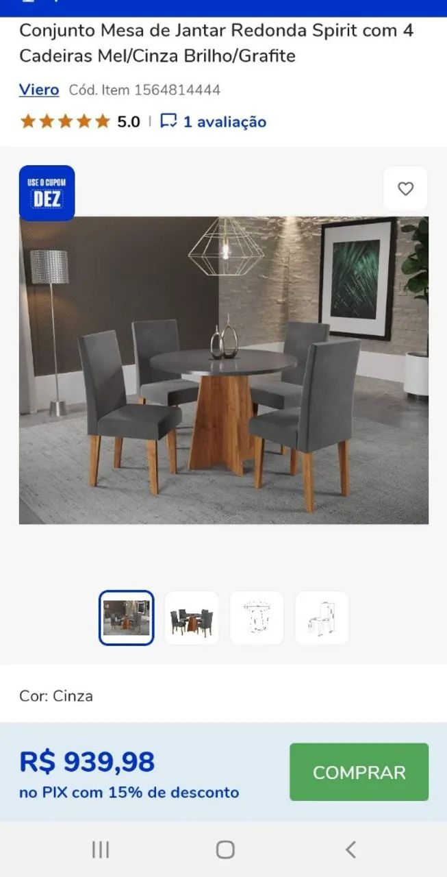 Mesa de jantar 4 cadeiras - Foto 4