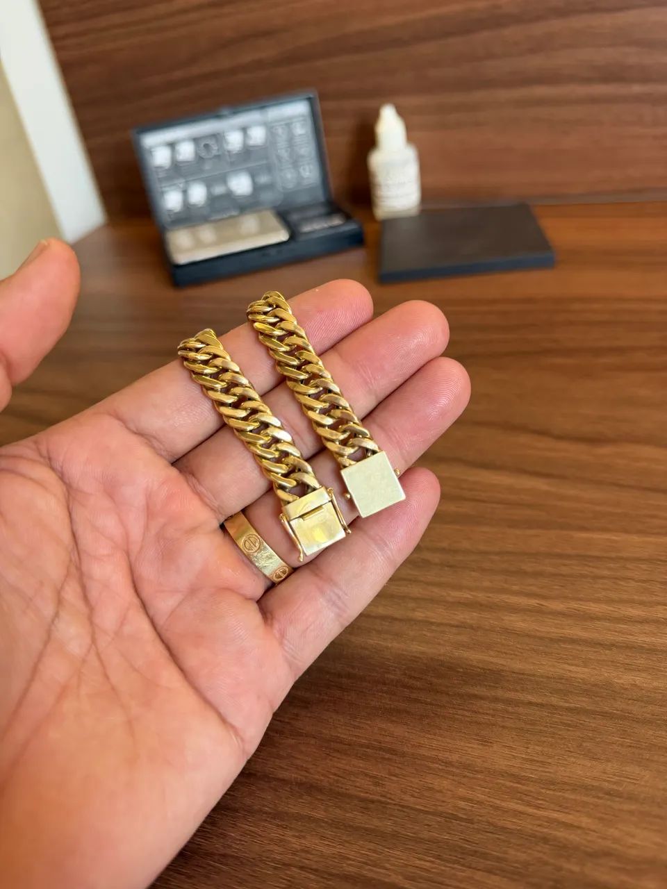 Bracelete ouro groumet dupla 10mm comprimento 19,5cm - Foto 4