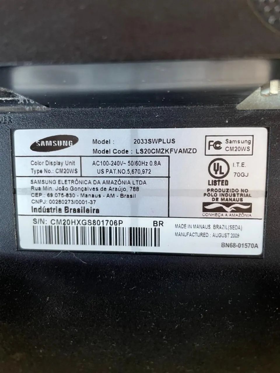 Monitor Samsung SyncMaster de 20 polegadas (Widescreen)  - Foto 3