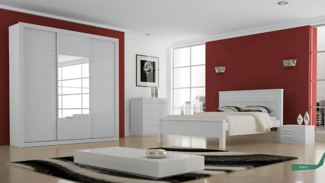 Guarda Roupa 3 Portas de Correr Arezzo 100% MDF com espelho e 4 Gavetas- Faça seu Pedido - Foto 2
