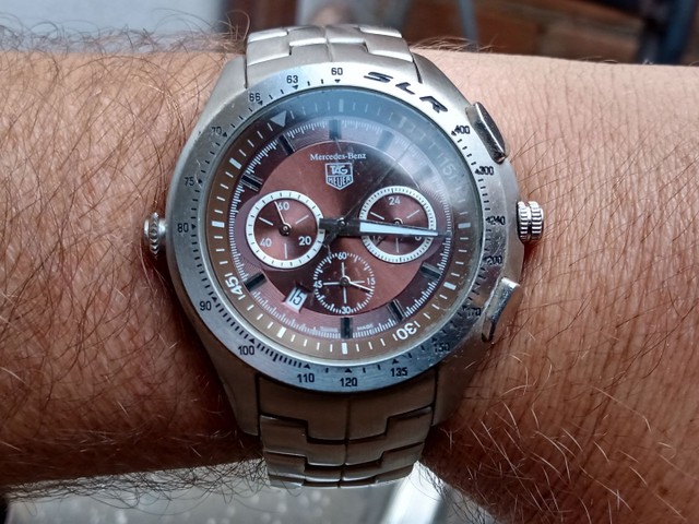 Rel gio tag heuer mercedes benz SLR fundo marrom original lindo