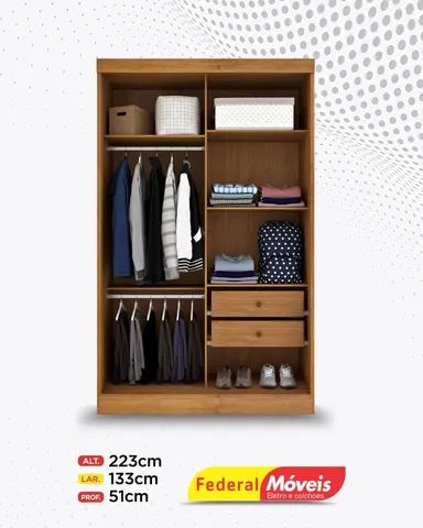 Guarda Roupa 2 Portas de Correr 2 Gavetas Super Lindo Fazemos Entrega Novo - Foto 2