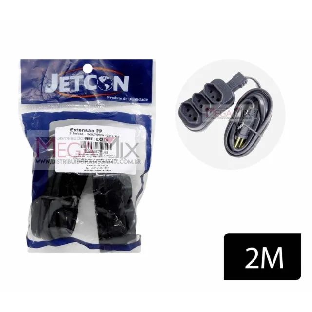 Extensão 3 tomadas 2M Bivolt EX2TP - Jetcon