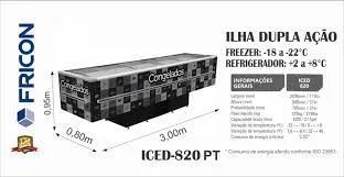 ilha - freezer 3,00m - iced 820 - com 2 anos de garantia - marca fricon 820 LITROS