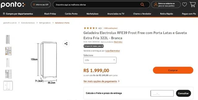 Vendo Refrigerador Eletrolux RFE39