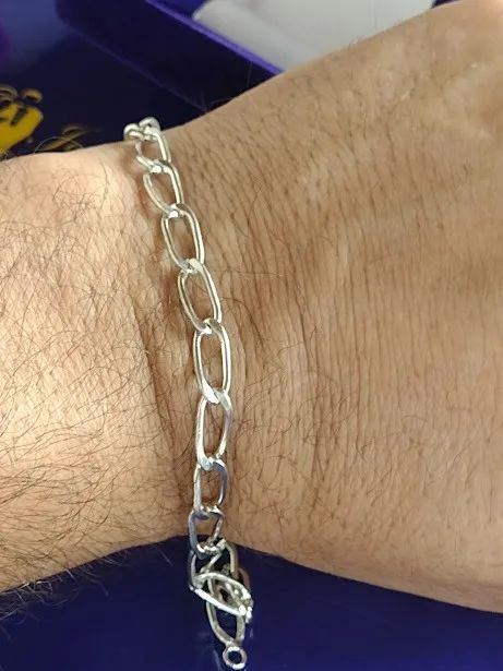 Corrente Pulseira Prata 950 Elos 7 gramas 5 mm Maciça 21 Cm - Foto 5