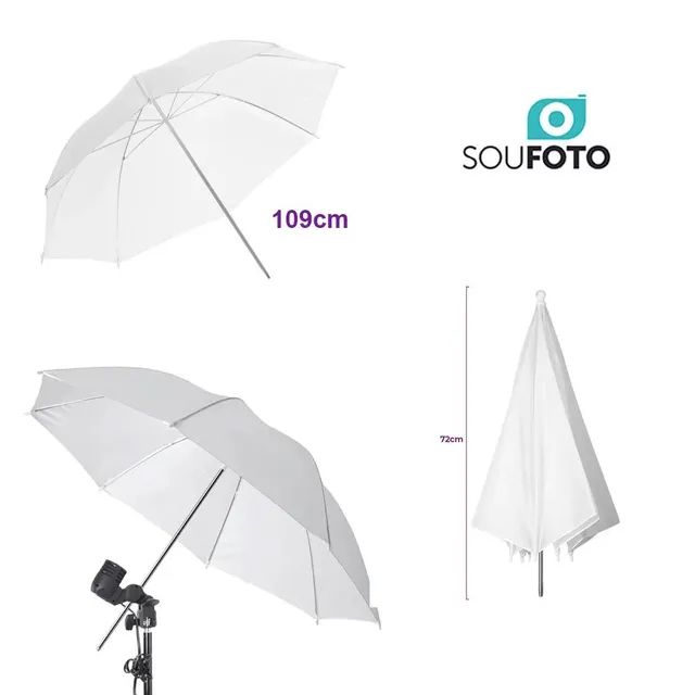 Sombrinha Branca Difusora 109cm Sou Foto