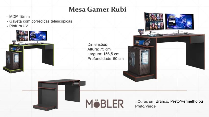 Mesa Gamer Rubi - Mobler - Foto 4