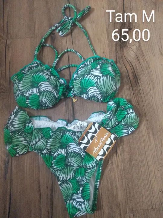 Biquíni verde folhagem Tam M