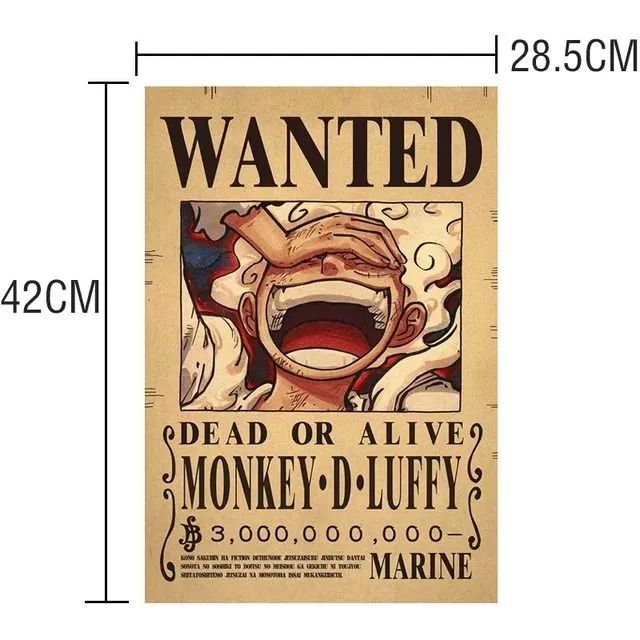 Quadro Wanted One Piece Monkey D Luffy