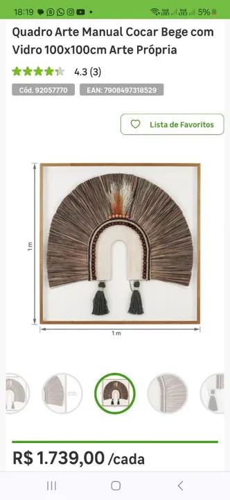 Quadro Arte Cocar / Novo - Foto 3