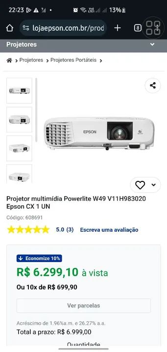 Projetor Epson PowerLite W49  - Foto 4