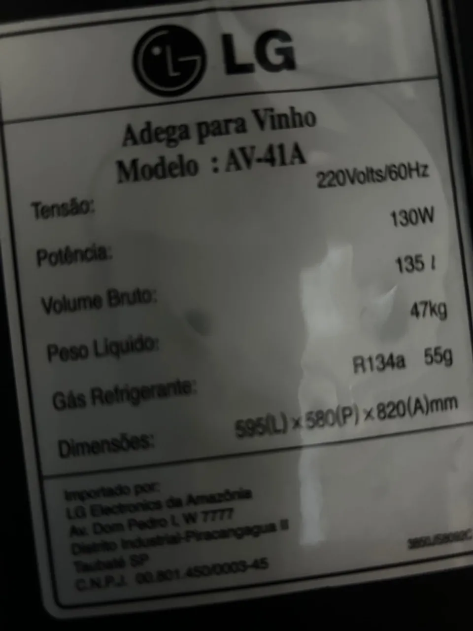 Adega de Vinho LG AV-41A