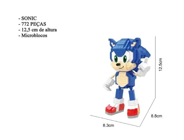 Sonic em microblocos de montar miniatura de 12,5cm Sem Caixa