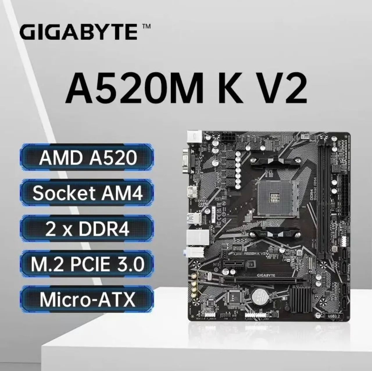 Placa-Mãe Gigabyte A520M K V2 - AM4 - Foto 2