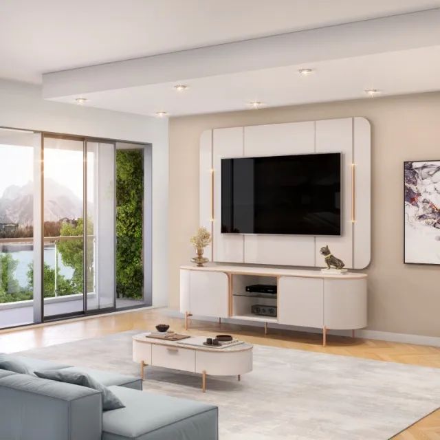 BANCADA COM PAINEL 100% MDF COM LED PARA TV'S ATÉ 65"