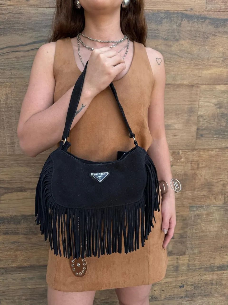 Bolsa de mão Prada franja  - Foto 2