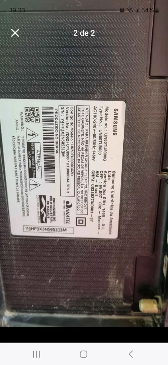 Tv sansung COM DEFEITO