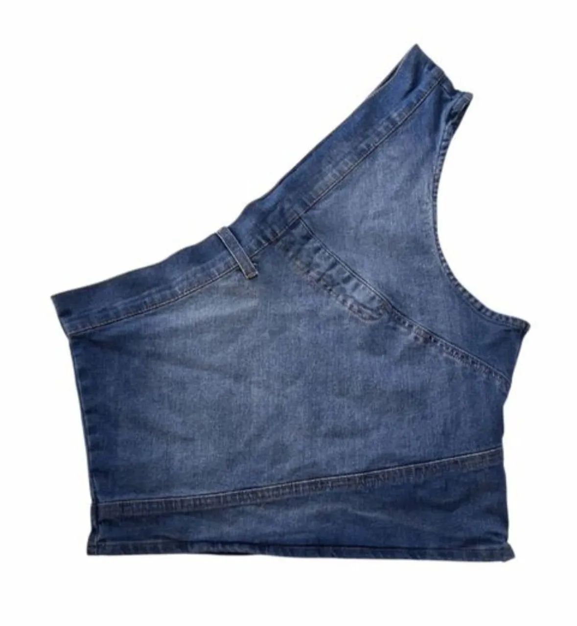 blusa cropped ombro único jeans ink