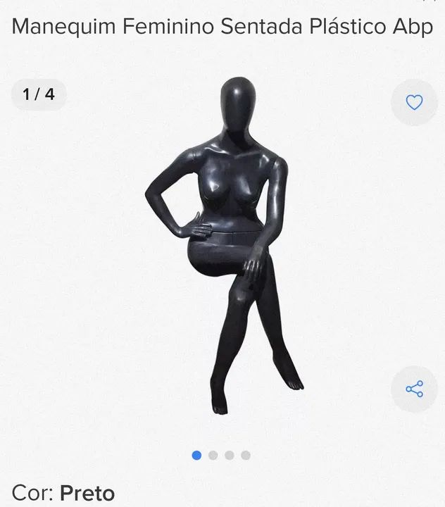 Manequim Feminino Sentado Preto (novo) 