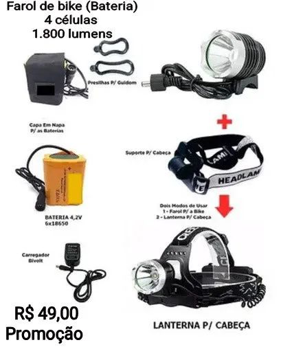 Farol Bike (bateria) - Foto 2