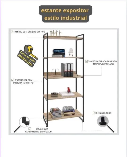 Estante Multiuso expositor estilo industrial nova - Foto 3