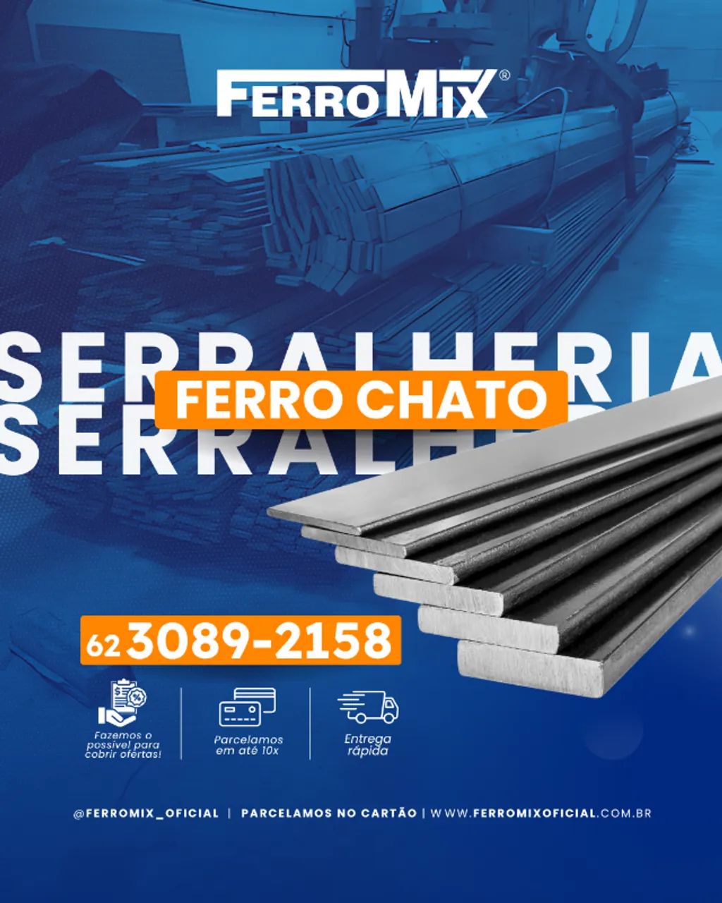Ferro Chato - Barras com 6 metros - Ferro e Aço à pronta entrega, com o melhor preço!