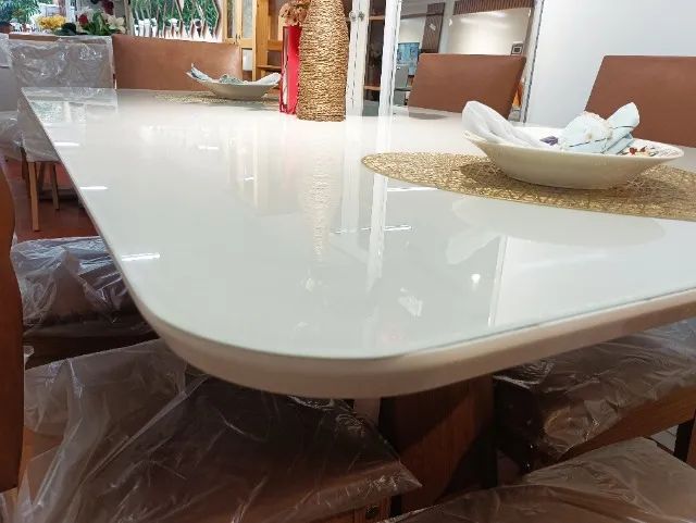 Conjunto de Jantar Celeste 1,60m c/ 06 Cadeiras Estofadas Milla 100%MDF. - Foto 4