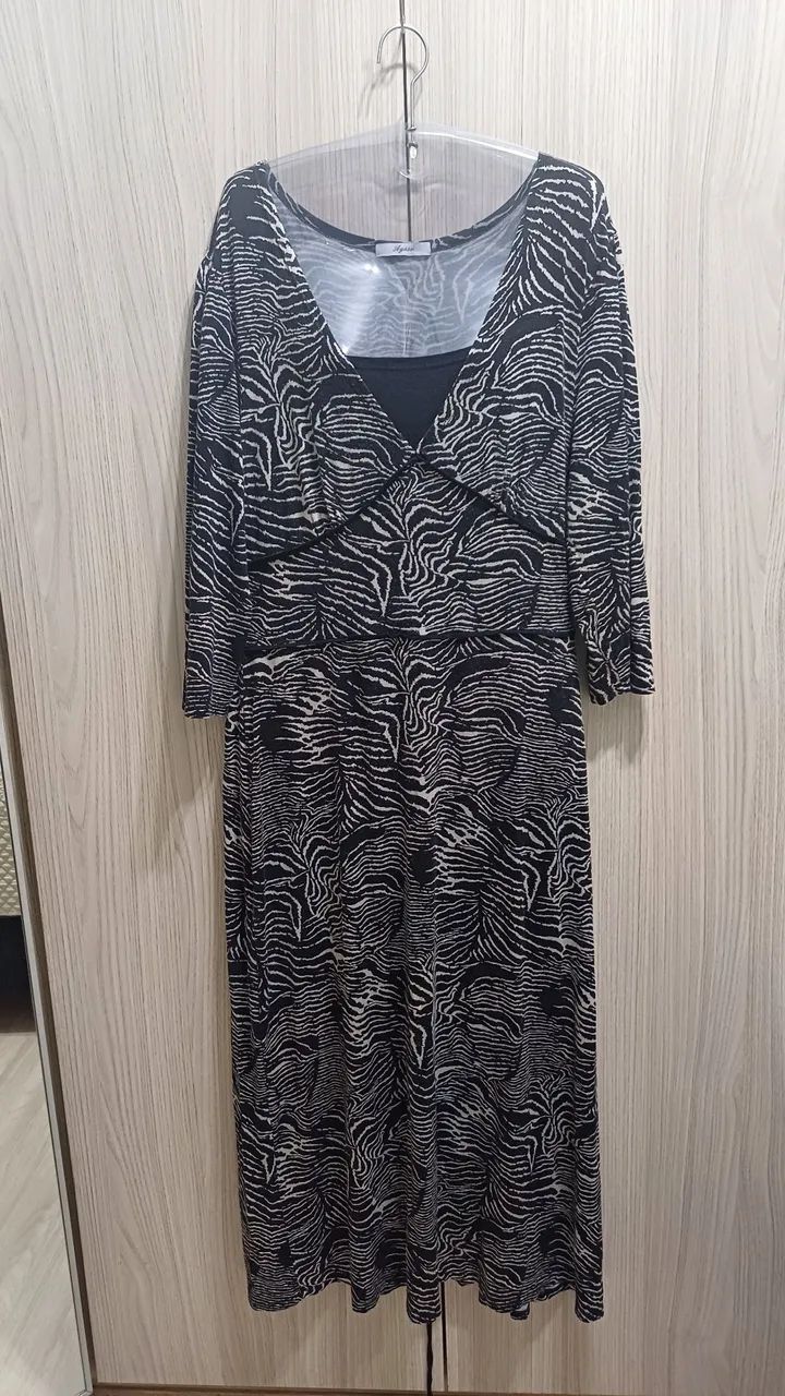 Vestido G longo Zebra Preto e Branco - Foto 5
