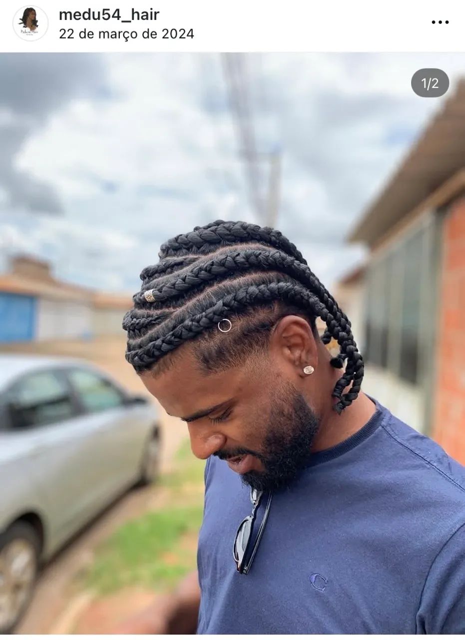 Tranças Box braids e twist masculinas  - Foto 5
